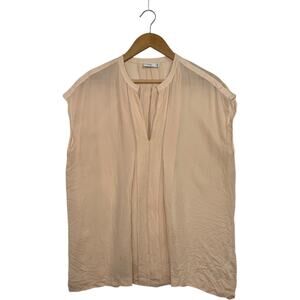 Vince Top Womens Large Pink Blush Silk Sheer Casual Workwear Blouse Lightweight